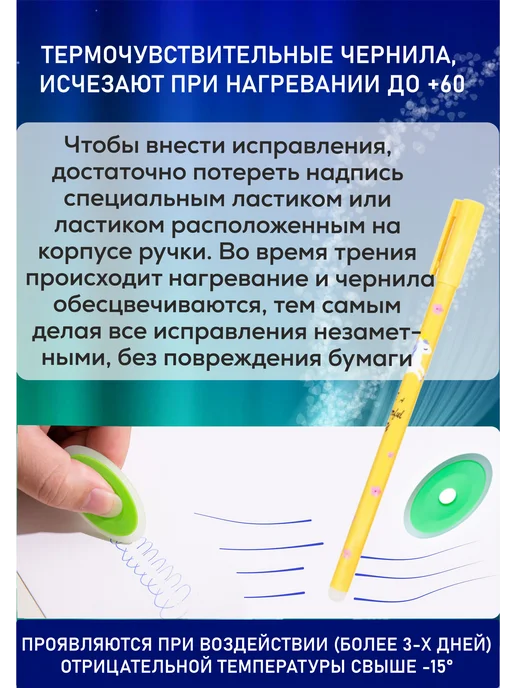 JILTAWI Набор ручек пиши стирай школьные, синий, фото 3