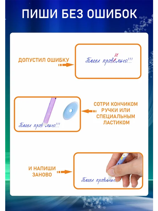 JILTAWI Набор ручек пиши стирай школьные, синий, фото 4