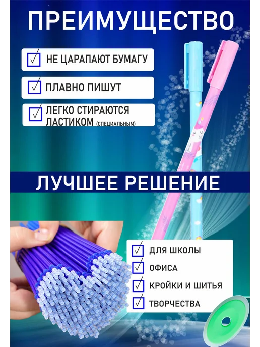 JILTAWI Набор ручек пиши стирай школьные, синий, фото 7