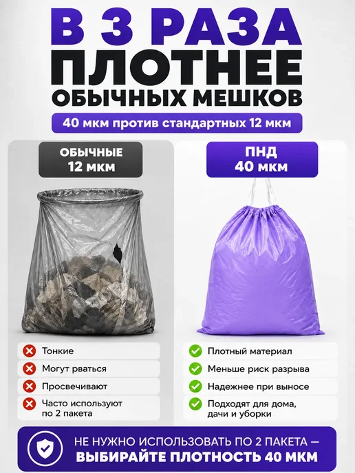 IG Pack Мешки для мусора с завязками 60 литров 50 штук, синий, фото 3