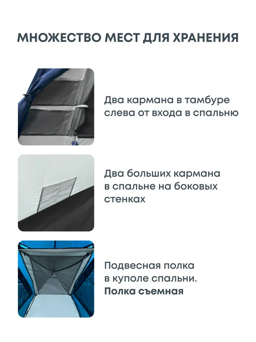 RSP Палатка туристическая 4-х местная Deep 4 (цв. синий), синий, фото 5