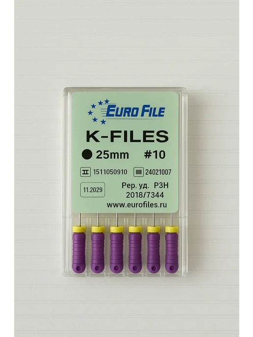Eurofile К-файлы стоматологические 25мм №10 6шт, 6 шт, фото 3