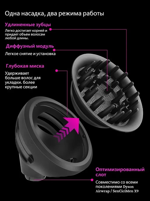 Hair Dryer 2в1 Новый Диффузор Насадки на фен стайлер Dyson аксессуары, вариант, фото 3