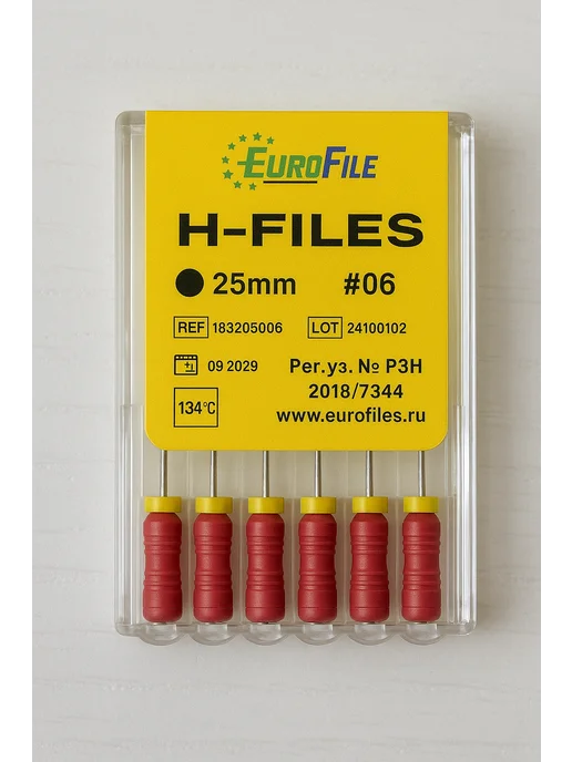 Eurofile H-Files (H-файлы) стоматологические, 25мм, №06, 6 шт, фото 2