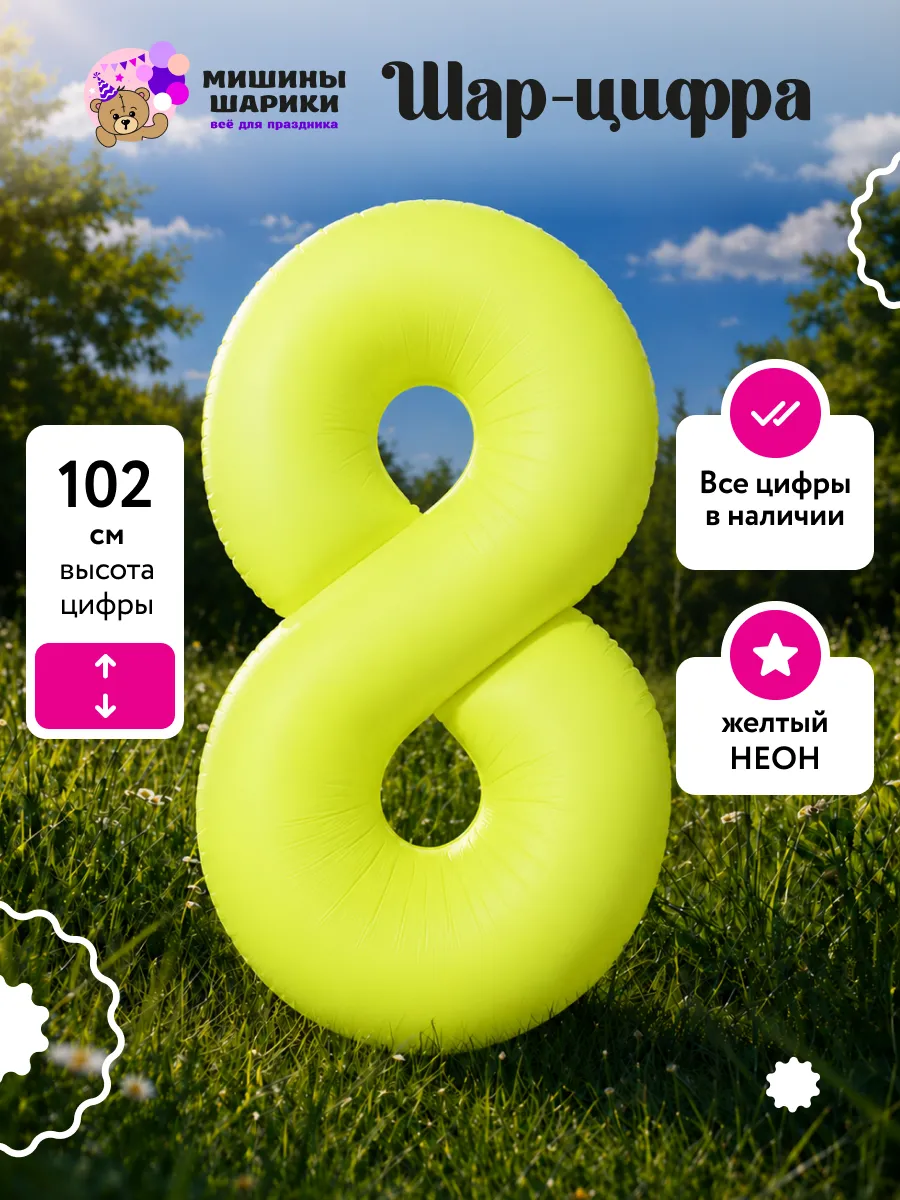 Шар воздушный цифра 8 на день рождения