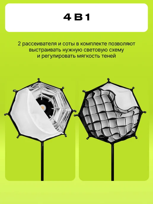 Raylab Софтбокс для видеосвета с сотами, октобокс mini bowens, вариант, фото 4