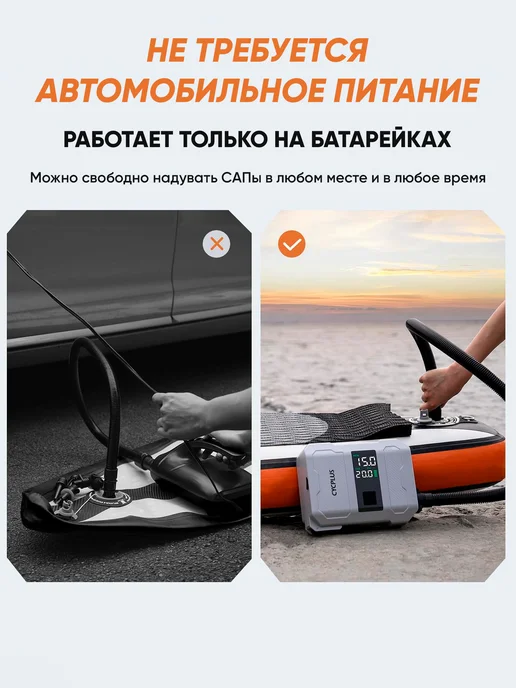 Cycplus Беспроводной портативный насос для SUP и лодок D17 Pro, серый, фото 3