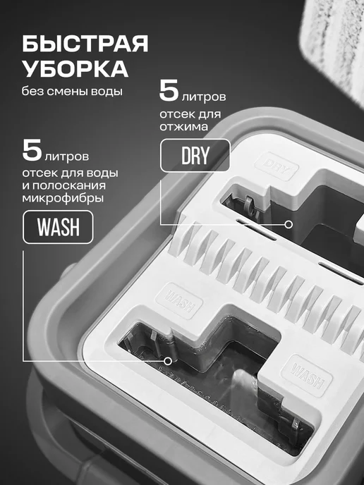 GRASS Швабра с отжимом и ведром для мытья пола 10 л, 10 л, фото 3
