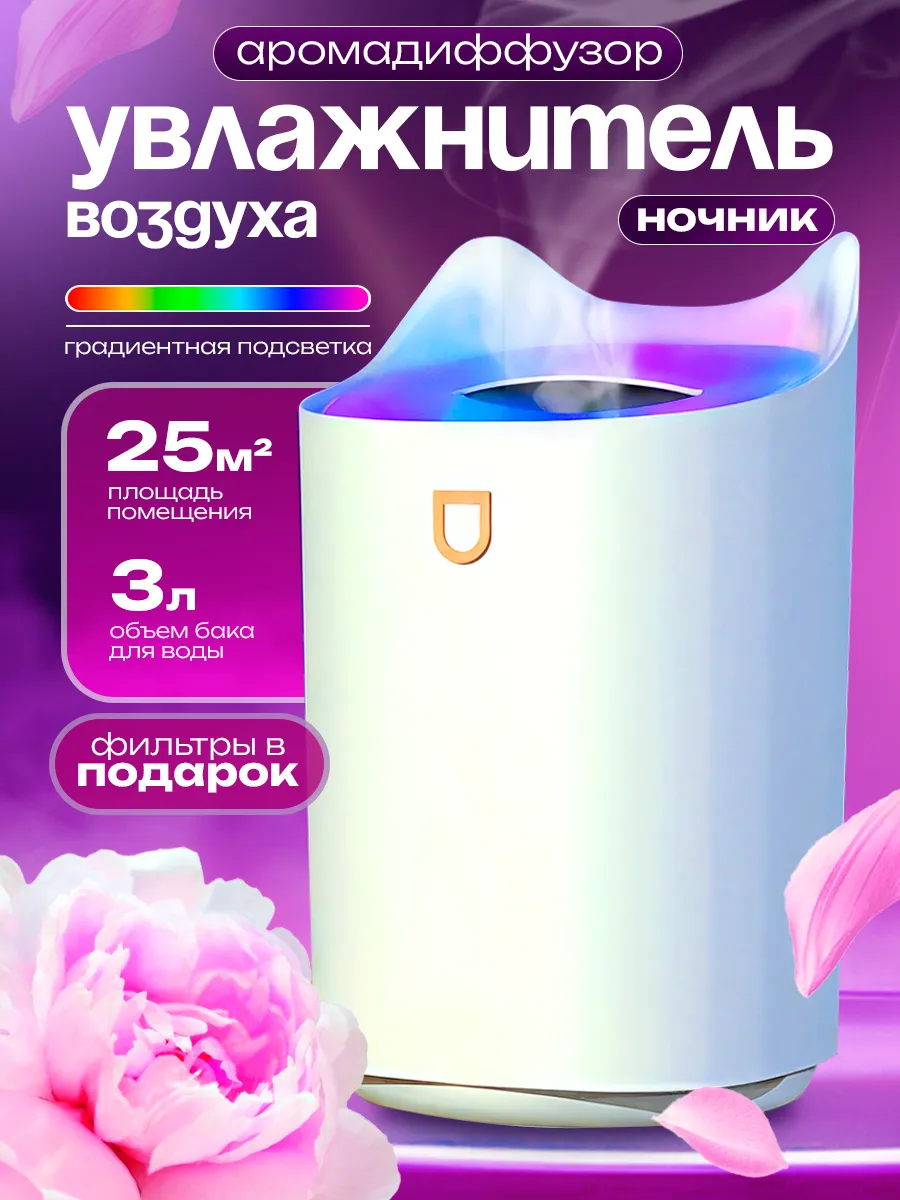 Увлажнитель воздуха для дома с подсветкой и аромадиффузором