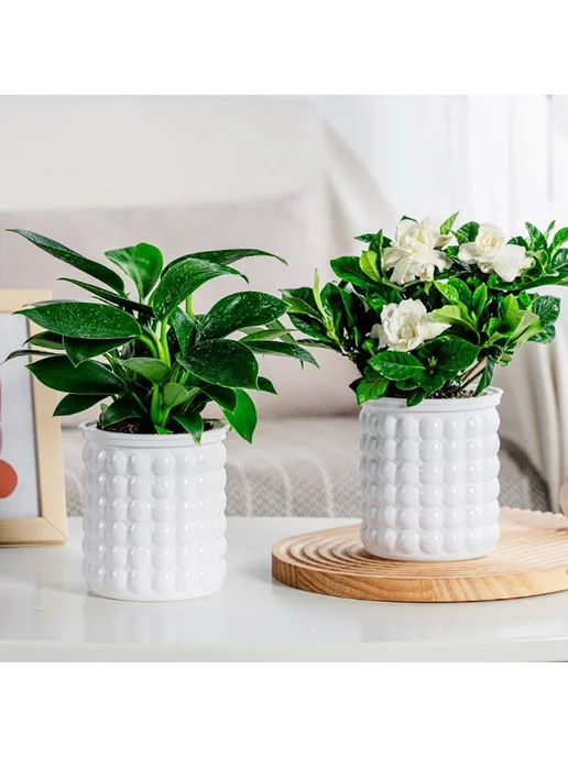 Горшок для цветов 1 шт бежевый, 1 шт, фото 5