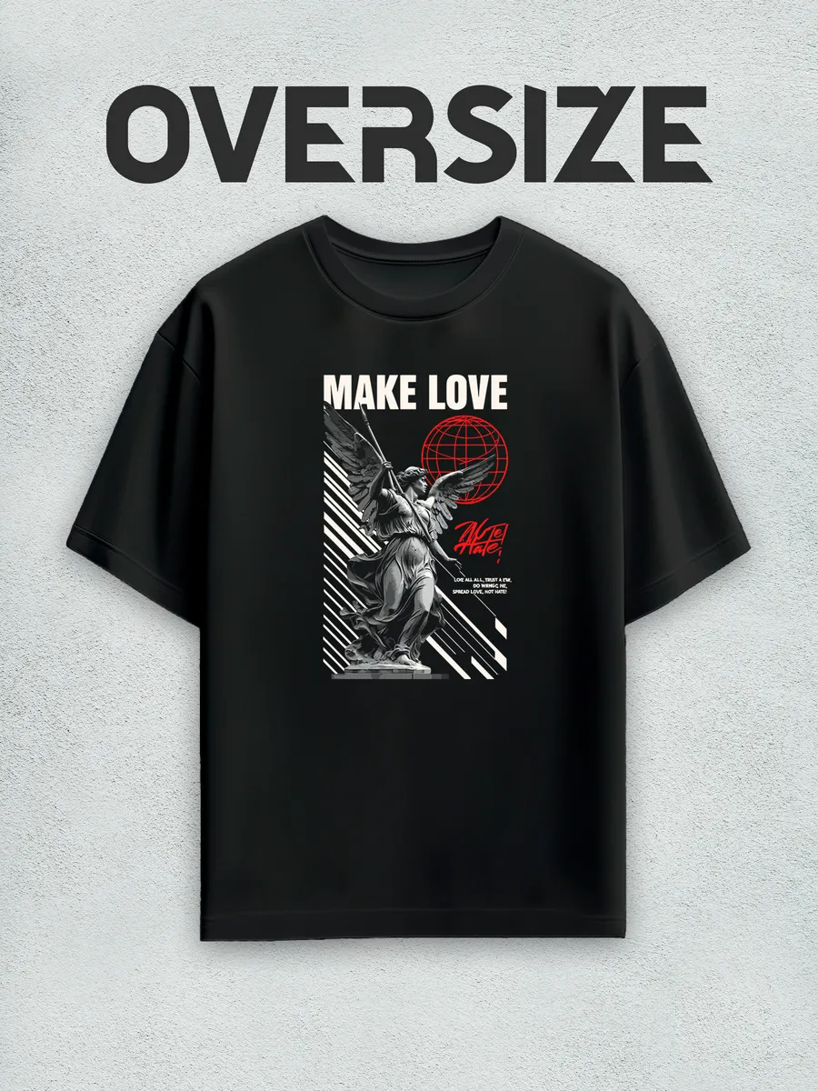 Футболка оверсайз с принтом статуя make love streetwear