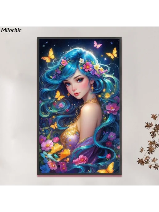 Набор для вышивания крестиком 11 карат 50*50 см синий, 50x50 см, фото 2
