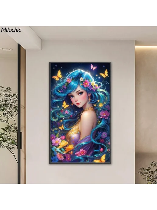 Набор для вышивания крестиком 11 карат 50*50 см синий, 50x50 см, фото 4