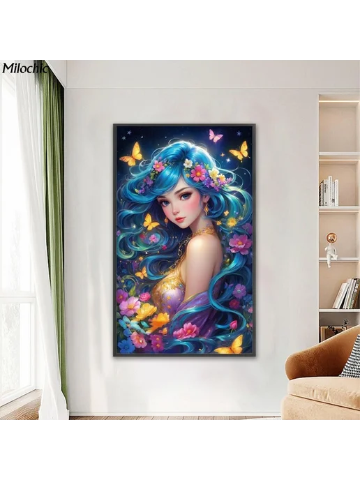 Набор для вышивания крестиком 11 карат 50*50 см синий, 50x50 см, фото 5