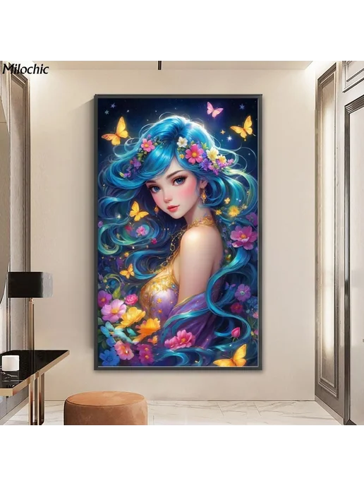 Набор для вышивания крестиком 11 карат 50*50 см синий, 50x50 см, фото 7