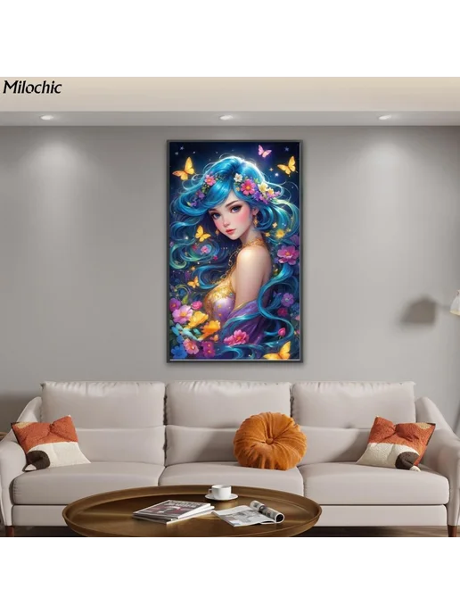 Набор для вышивания крестиком 11 карат 50*50 см синий, 50x50 см, фото 8