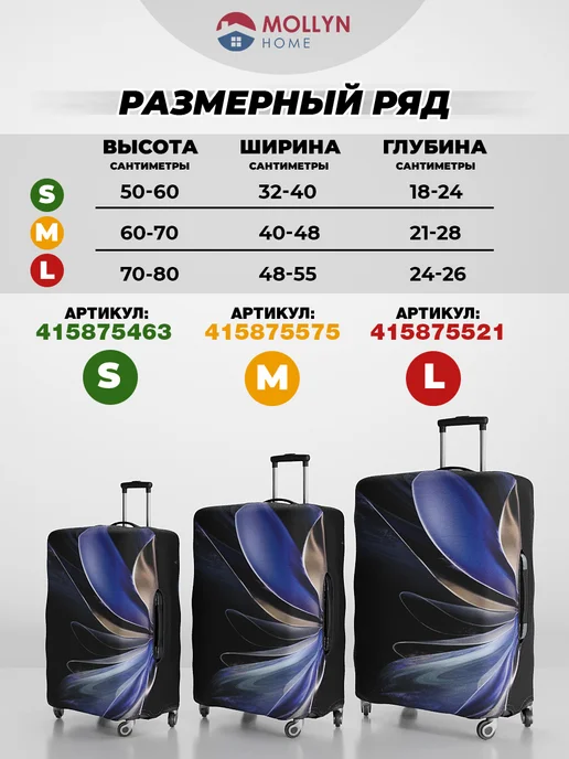 Mollyn Home Чехол на чемодан S, синий, фото 7