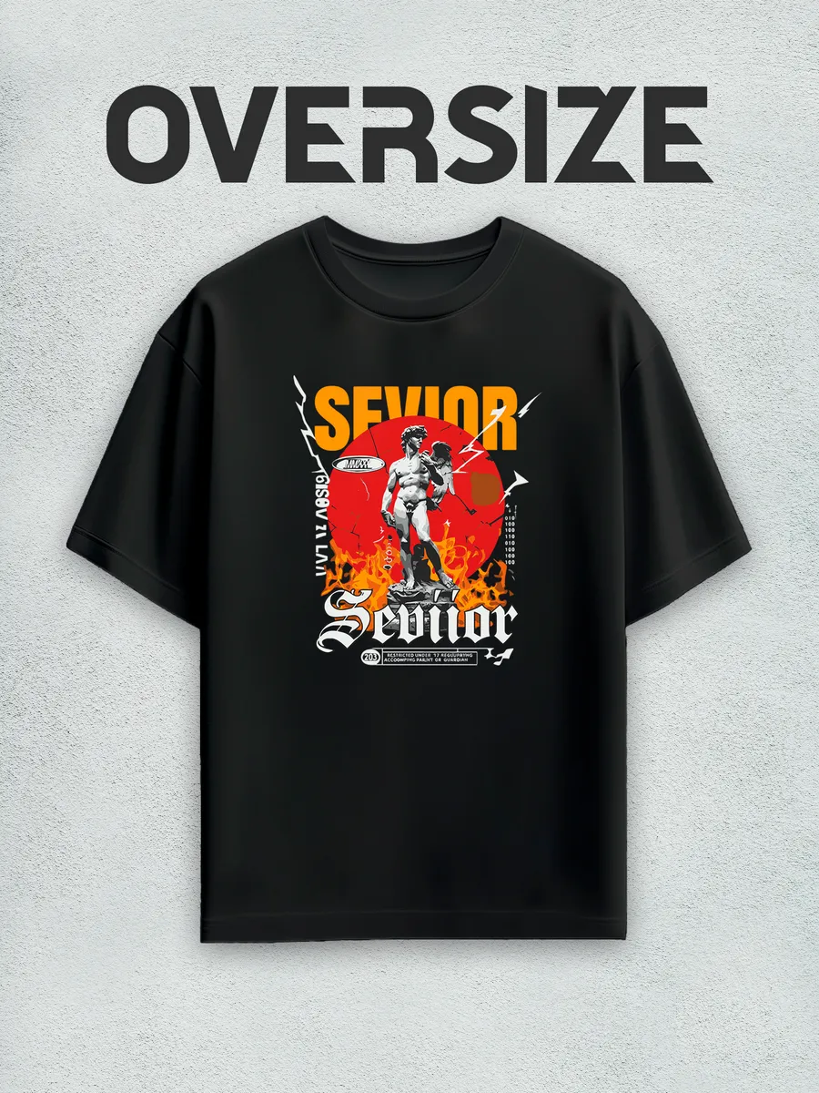 Футболка оверсайз с принтом статуя streetwear