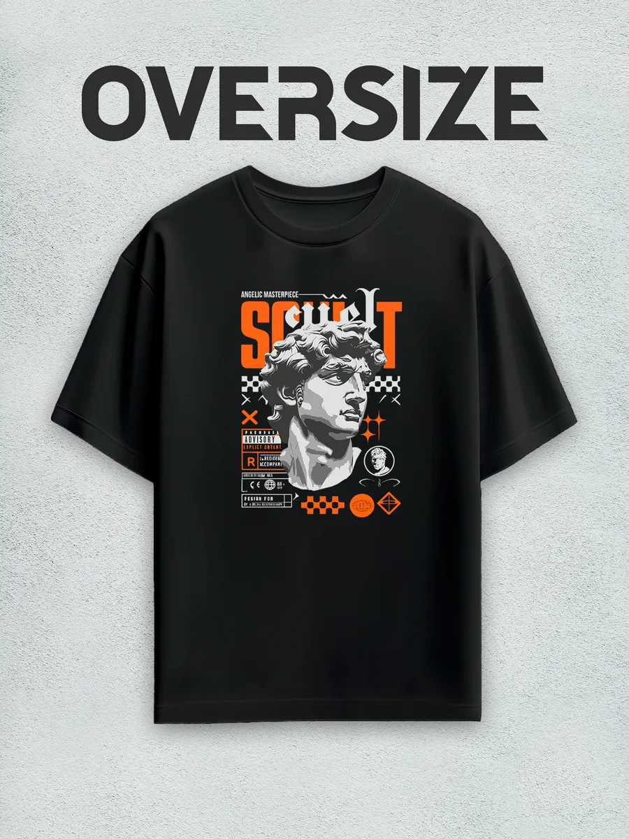 Футболка оверсайз с принтом статуя streetwear