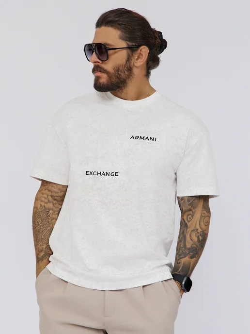 Armani Exchange Брендовая Футболка, белый, фото 2
