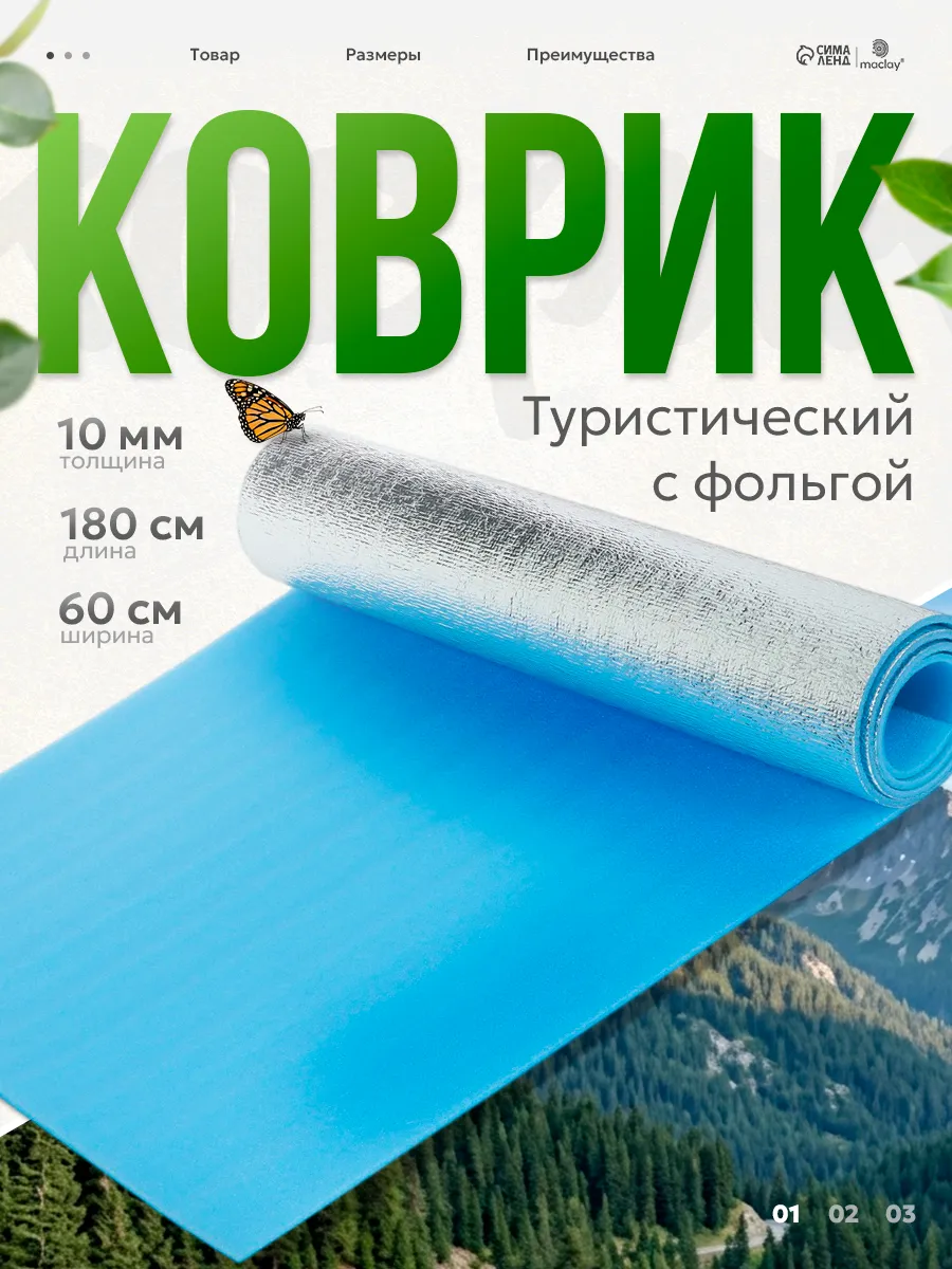 Туристический коврик фольгированный для палатки