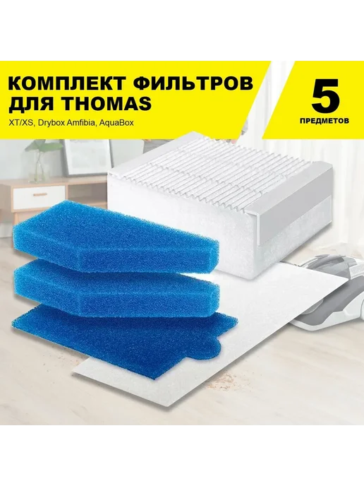 HOMEQUIP Фильтры для пылесоса Thomas, голубой