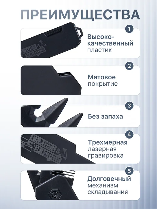 Blades&Razors Расческа гребень для волос и бороды складная, черный, фото 3