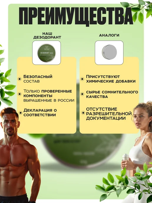 WHITE SABLE eco Натуральный содовый дезодорант мятный древесно цитрусовый, белый, фото 2
