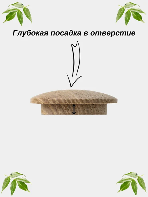 Заглушкин Заглушка деревянная ясень дальневосточный D 25 мм, коричневый, 10 шт, фото 2