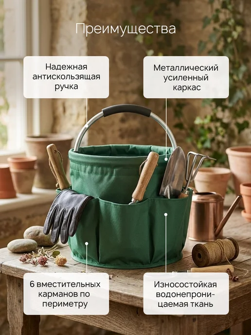 Корзина для пикника и хранения универсальная с ручкой, вариант, фото 6