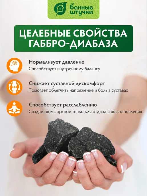 Банные Штучки Камень Габбро-Диабаз колотый 20 кг, 20 кг, фото 3