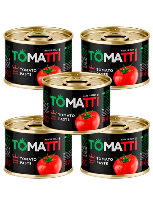 Tomatti Томатная паста 5 банок по 70 г, 70 г, фото 2