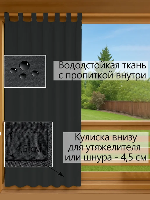 Сказка Штора уличная 1 шт. 145х160 Оксфорд Gray темный, 145x160, 1 шт, фото 3