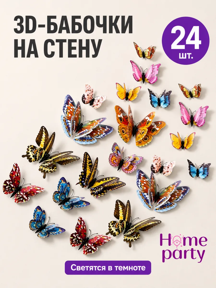 Наклейки интерьерные бабочки на стену