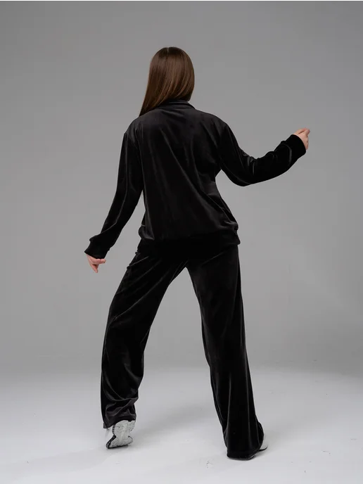 Looklie Спортивный костюм велюровый, черный, фото 4