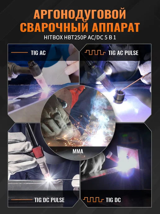 Сварочный аппарат HBT250 ACDC Pulse алюминий, оранжевый, фото 3