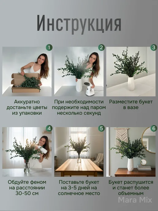 Mara mix Эвкалипт стабилизированный сухоцвет, зеленый, фото 7
