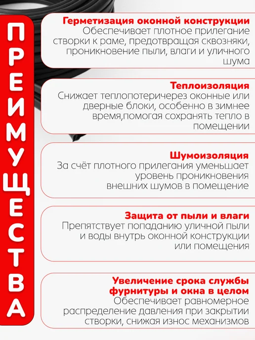 AK-S Уплотнитель резинка для окон пластиковых системы, черный, фото 4