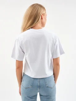 Футболка женская базовая с любым принтом на воротнике