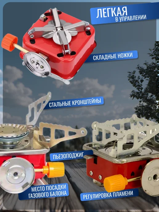 GIXOM Газовая горелка насадка на баллон с пьезоподжигом, серый, фото 8