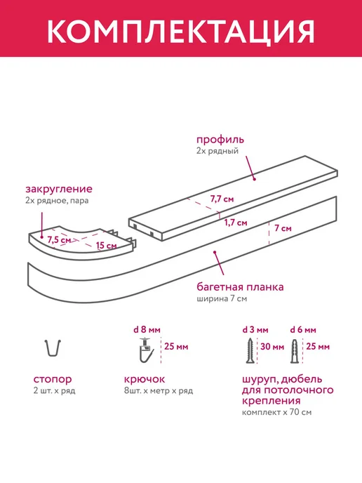 Ле-Гранд Карниз для штор потолочный двухрядный с блендой 300 см, белый, фото 8