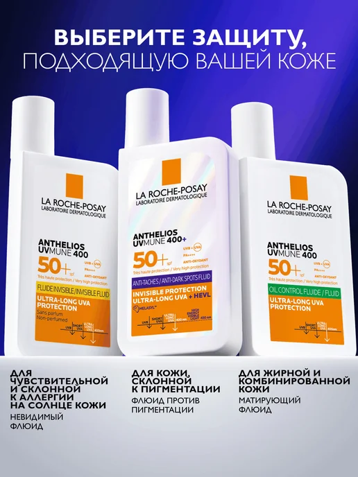 LA ROCHE-POSAY ANTHELIOS UVMUNE 400 Солнцезащитный флюид против пигментации, белый, фото 7