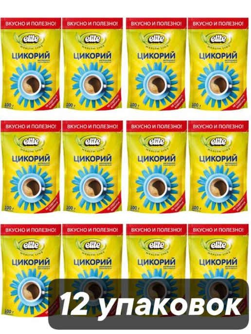Elite Цикорий растворимый Health Line 100 г x 12 шт, 100 г, 12 шт