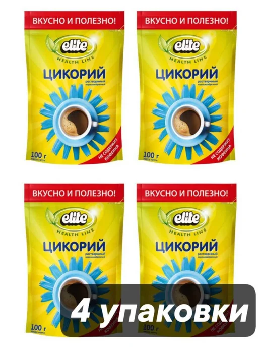Elite Цикорий растворимый Health Line 100 г x 12 шт, 100 г, 4 шт
