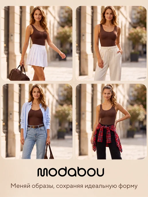 Modabou Майка утягивающая, коричневый, фото 6