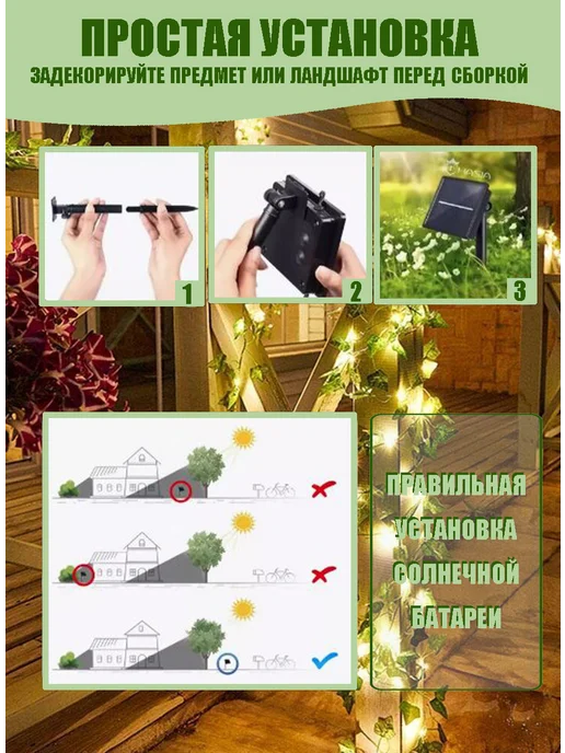 MIRANO HOME Гирлянда уличная на солнечной батарее капля 5 метров, вариант, фото 3