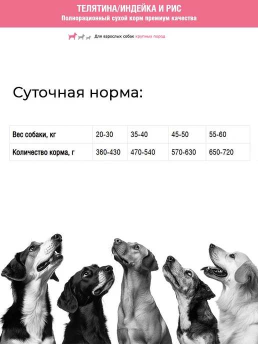 Сухой корм Формула 365 для собак, крупные, индейка, телятина, 2 кг, фото 5