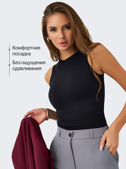 Sodacoda Майка топ утягивающая корректирующая бельевая, черный, фото 5