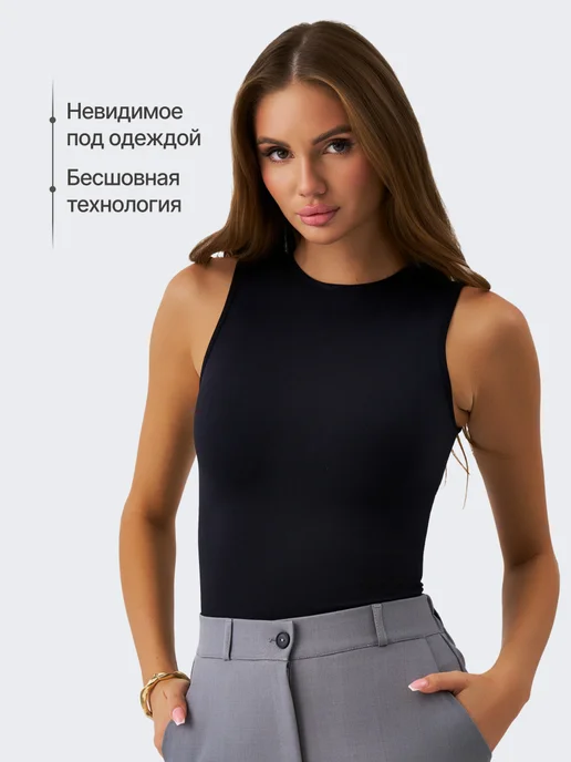 Sodacoda Майка топ утягивающая корректирующая бельевая, черный, фото 6