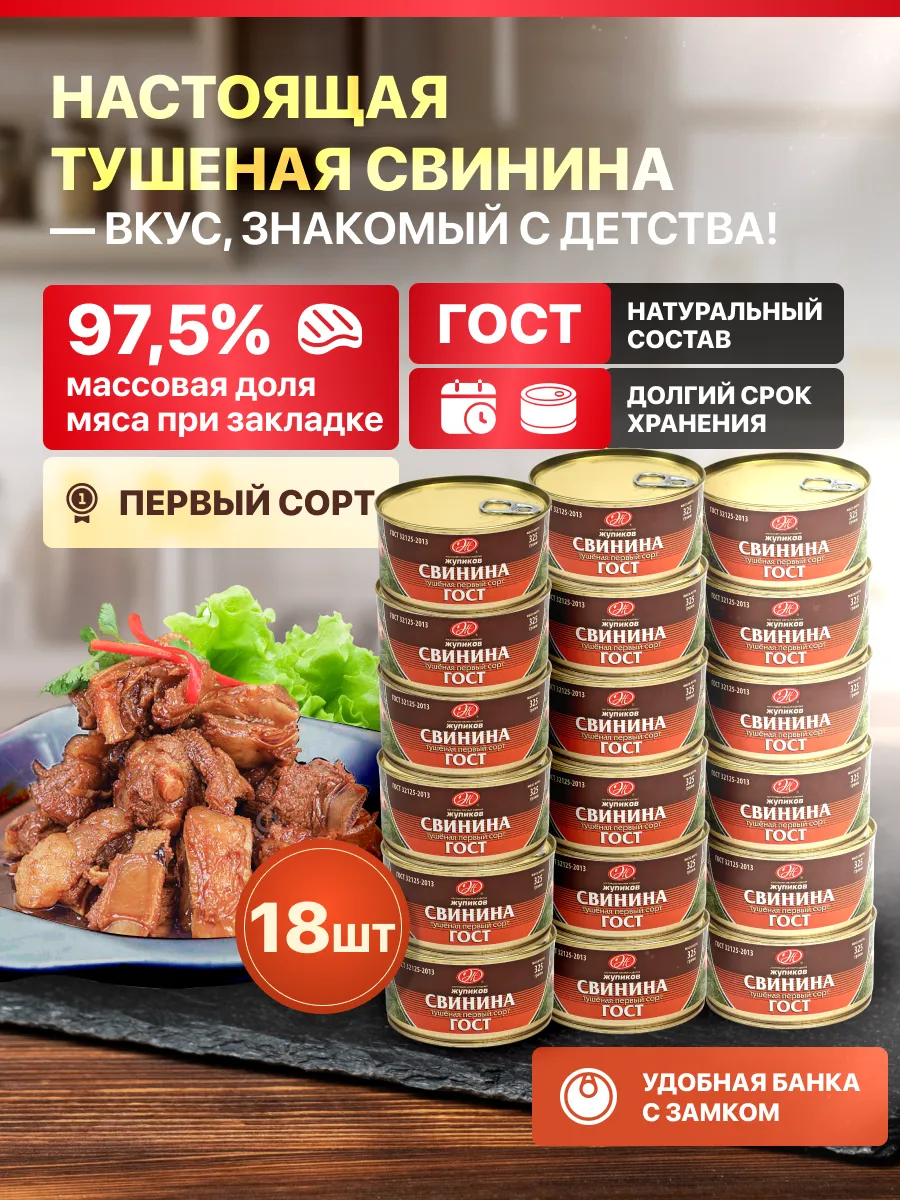 Свинина тушеная первый сорт набор 18 шт